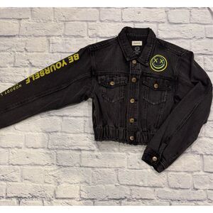 Salty Savage x Mono B ‘Be Yourself’ Cropped Denim Jacket in Black Size Medium